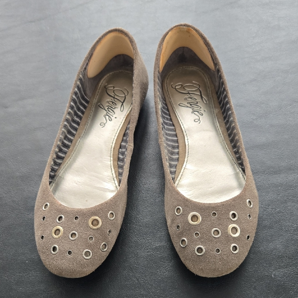 Fergie Taupe Eyelet Ballet Flats